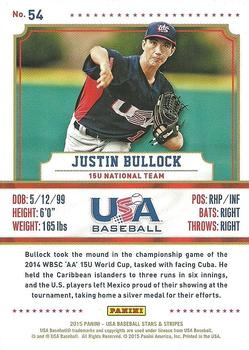2015 Panini USA Baseball Stars & Stripes - Longevity (Retail) #54 Justin Bullock Back