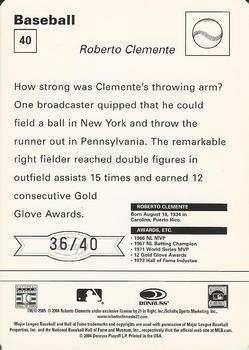 2005 Leaf - Sportscasters 40 Yellow Batting-Glove #40 Roberto Clemente Back