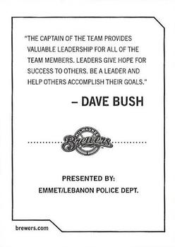 2009 Milwaukee Brewers Police - Emmet / Lebanon Police Dept. #NNO Dave Bush Back
