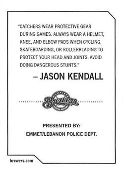 2009 Milwaukee Brewers Police - Emmet / Lebanon Police Dept. #NNO Jason Kendall Back
