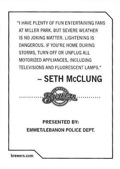 2009 Milwaukee Brewers Police - Emmet / Lebanon Police Dept. #NNO Seth McClung Back