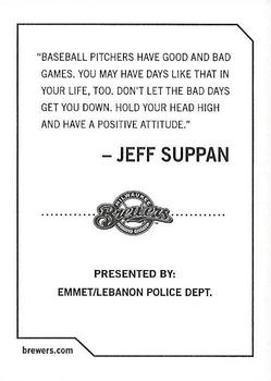 2009 Milwaukee Brewers Police - Emmet / Lebanon Police Dept. #NNO Jeff Suppan Back