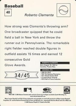 2005 Leaf - Sportscasters 45 Red Running-Glove #40 Roberto Clemente Back