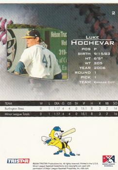 2006 TriStar Prospects Plus #2 Luke Hochevar Back