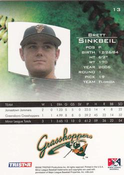 2006 TriStar Prospects Plus #13 Brett Sinkbeil Back