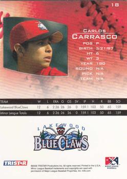 2006 TriStar Prospects Plus #18 Carlos Carrasco Back