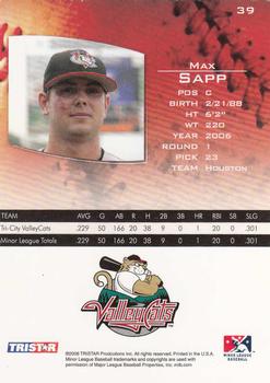 2006 TriStar Prospects Plus #39 Max Sapp Back
