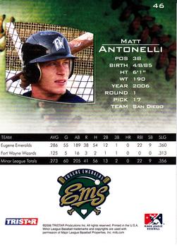 2006 TriStar Prospects Plus #46 Matt Antonelli Back