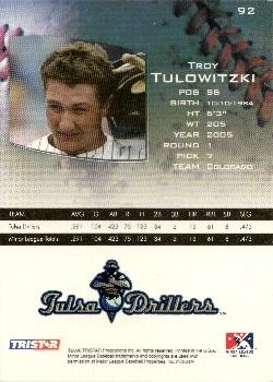 2006 TriStar Prospects Plus #92 Troy Tulowitzki Back