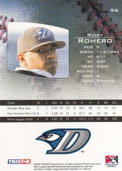 2006 TriStar Prospects Plus #96 Ricky Romero Back