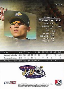 2006 TriStar Prospects Plus #100 Carlos Gonzalez Back