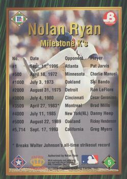 1996 Pacific McCormick & Brookshire's Nolan Ryan Career Highlights #5 Nolan Ryan Back