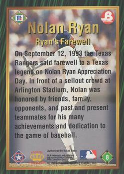 1996 Pacific McCormick & Brookshire's Nolan Ryan Career Highlights #8 Nolan Ryan Back