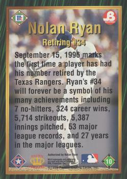 1996 Pacific McCormick & Brookshire's Nolan Ryan Career Highlights #10 Nolan Ryan Back