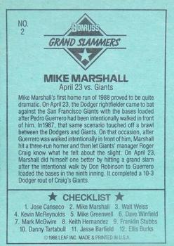 1989 Donruss - Blue Chips #2 Mike Marshall Back