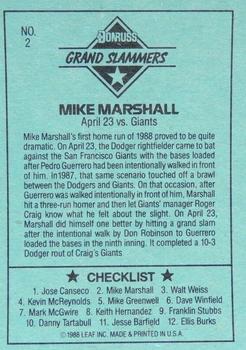1989 Donruss - Leaf Blue Chips #2 Mike Marshall Back