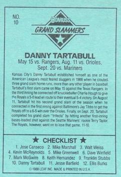 1989 Donruss - Leaf Blue Chips #10 Danny Tartabull Back
