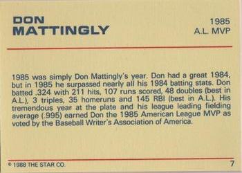 1988 Star Platinum #7 Don Mattingly Back