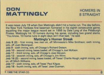 1988 Star Platinum #8 Don Mattingly Back