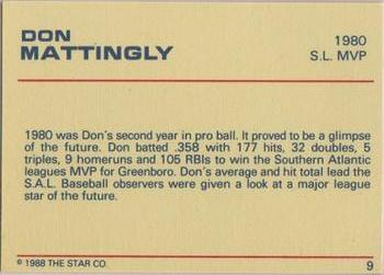 1988 Star Platinum #9 Don Mattingly Back