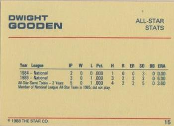 1988 Star Platinum #15 Dwight Gooden Back