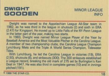 1988 Star Platinum #18 Dwight Gooden Back