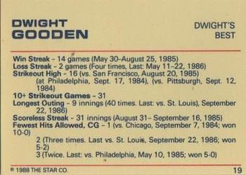 1988 Star Platinum #19 Dwight Gooden Back