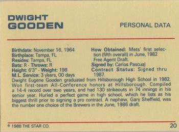 1988 Star Platinum #20 Dwight Gooden Back