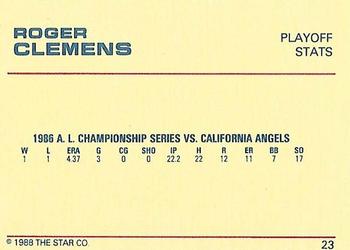1988 Star Platinum #23 Roger Clemens Back
