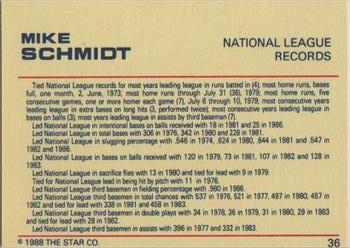1988 Star Platinum #36 Mike Schmidt Back