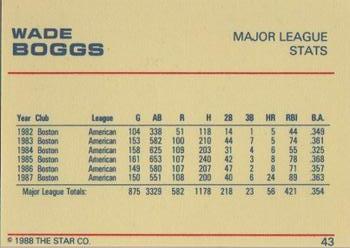 1988 Star Platinum #43 Wade Boggs Back
