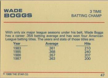 1988 Star Platinum #47 Wade Boggs Back