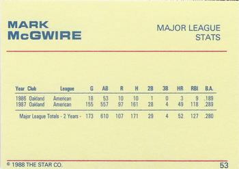 1988 Star Platinum #53 Mark McGwire Back