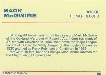 1988 Star Platinum #56 Mark McGwire Back