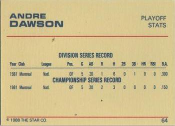 1988 Star Platinum #64 Andre Dawson Back