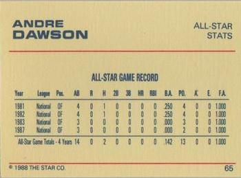 1988 Star Platinum #65 Andre Dawson Back