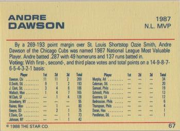 1988 Star Platinum #67 Andre Dawson Back