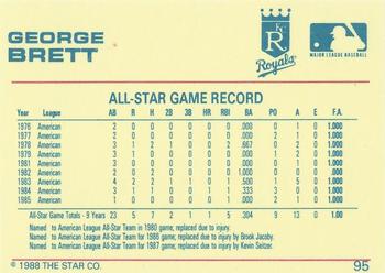 1988 Star Platinum #95 George Brett Back