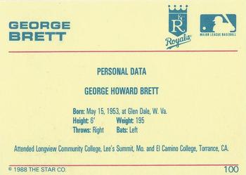 1988 Star Platinum #100 George Brett Back