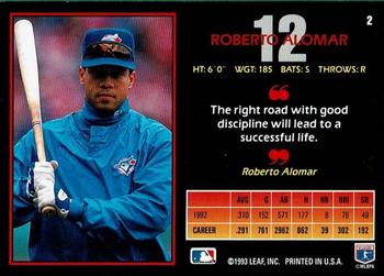 1993 Triple Play - Previews #2 Roberto Alomar Back