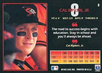 1993 Triple Play - Previews #3 Cal Ripken, Jr. Back
