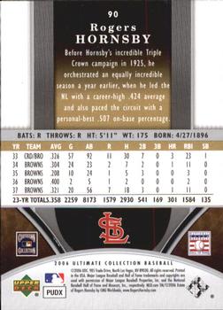 2006 Upper Deck Ultimate Collection #90 Rogers Hornsby Back