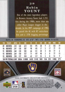2006 Upper Deck Ultimate Collection #219 Robin Yount Back