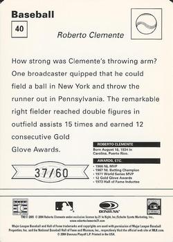 2005 Leaf - Sportscasters 60 White Fielding-Ball #40 Roberto Clemente Back