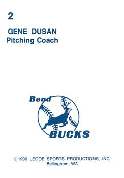 1990 Legoe Bend Bucks #2 Gene Dusan Back