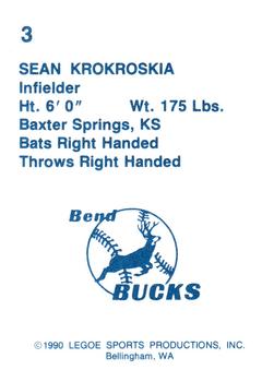 1990 Legoe Bend Bucks #3 Sean Krokroskia Back