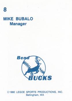 1990 Legoe Bend Bucks #8 Mike Bubalo Back