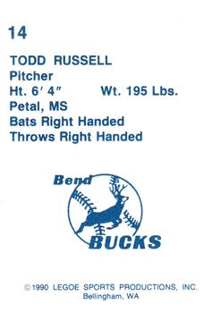 1990 Legoe Bend Bucks #14 Todd Russell Back