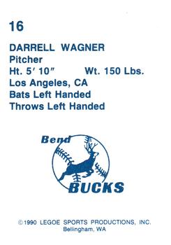 1990 Legoe Bend Bucks #16 Darrell Wagner Back
