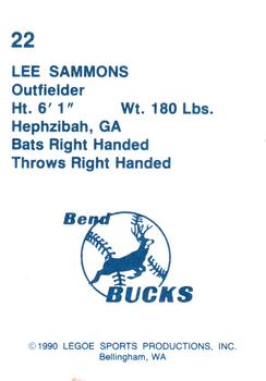 1990 Legoe Bend Bucks #22 Lee Sammons Back